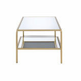 52' X 24' X 18' Gold And Clear Glass Metal Coffee Table
