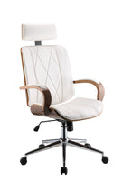 24" X 26" X 4649" White Leatherette And Walnut Office Chair