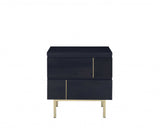 Contemporary Black And Brass Nightstand