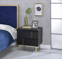 Contemporary Black And Brass Nightstand