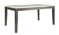 64' X 38' X 30' White Marble And Gray Oak Dining Table