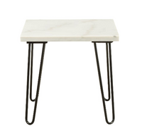 White Marble and Gold Geometric End Table