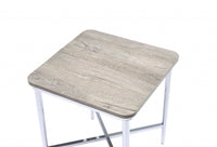 24' X 24' X 24' Gray Oak And Chrome Metal Tube End Table