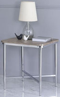 24' X 24' X 24' Gray Oak And Chrome Metal Tube End Table