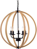 Fedelmid Black Natural Metal 24-inch Round Pendant Lamp