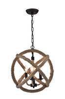 Twirlie 16.5-inch Hemp Rope Antique Bronze Metal Chandelier