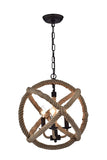 Twirlie 16.5-inch Hemp Rope Antique Bronze Metal Chandelier