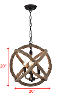 Twirlie 16.5-inch Hemp Rope Antique Bronze Metal Chandelier