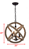 Twirlie 16.5-inch Hemp Rope Antique Bronze Metal Chandelier