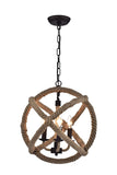 Twirlie 16.5-inch Hemp Rope Antique Bronze Metal Chandelier