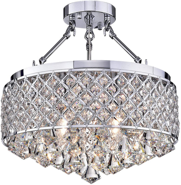 Viola Chrome-finish Crystal 15-inch Semi-flush Lamp