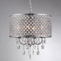 17" Round Chrome Finish Crystal Chandelier with 4 Lights