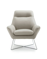 Chair Light Gray Top Grain Italian Leather Stainless Steel Legs.