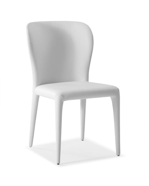 Set of 2 White Faux Leather Dining Chairs