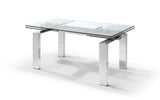 63 X 35 X 30 Clear Glass Aluminum Extendable Dining Table