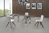 63 X 35 X 30 Clear Glass Aluminum Extendable Dining Table