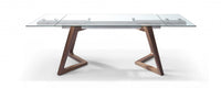63 X 35 X 30 Walnut Glass Stainless Steel Extendable Dining Table