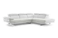 Sectional Chaise On Right When Facing  White Top Grain Italian Leather Adjustable Headrest Couch