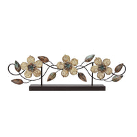 Stamped Wood and Metal Flower Table Top