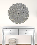 Distressed Floral Metal Medallion Wall Decor