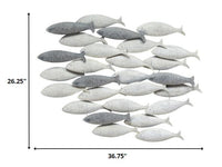 Coastal Grey School of Fish Metal Wall Decor