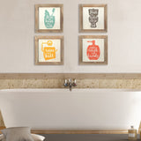 Floss  Flush  Wipe  Wash Metal and Wood Framed Wall Art