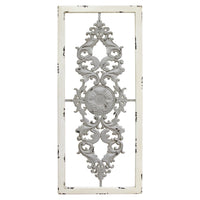 Distressed Scroll Panel Metal White Wood Framed Wall Art