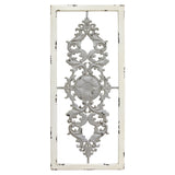 Distressed Scroll Panel Metal White Wood Framed Wall Art