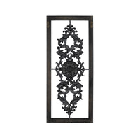 Distressed Scroll Panel Metal White Wood Framed Wall Art