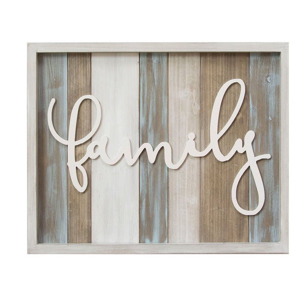 Distressed Family White Wood Wall Decor