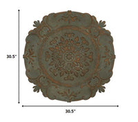 Distressed Blue European Medallion Metal Wall Decor