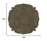Distressed Blue European Medallion Metal Wall Decor