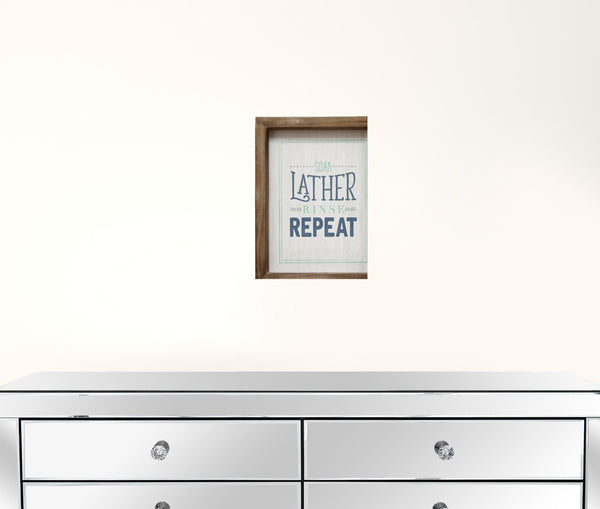 Rustic Soap Lather Rinse Repeat Framed Wall Art