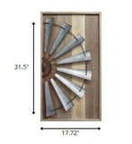 Antique Farmhouse Wood and Metal Windmill Wall Decor