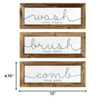 Rustic Set of 3 Grooming Instructions Bathroom Wall Art