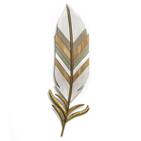 Distressed Boho Feather Metal and Wood Wall Decor