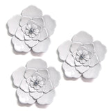 Set of Three Alluring White Metal Flowers Wall Art