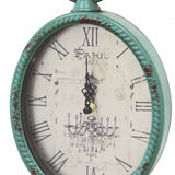 11.5 Teal Oval Vintage Look Metal Wall Clock