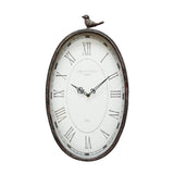10.75 Oval Distressed Gunmetal Antique Bird Clock