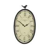 10.75 Oval Distressed Gunmetal Antique Bird Clock