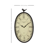 10.75 Oval Distressed Gunmetal Antique Bird Clock