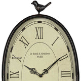 10.75 Oval Distressed Gunmetal Antique Bird Clock
