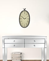 10.75 Oval Distressed Gunmetal Antique Bird Clock