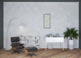 Distressed White and Turquoise Framed Scroll Metal Panel