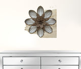Distressed Flower Wood Wall Decor with Metal Floral Centerpiece