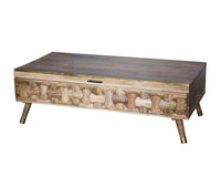 Natural Honey Solid Wood Coffee Table with Storage