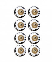 1.5" x 1.5" x 1.5" Black White And Gold  Knobs 8 Pack