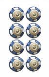 Charming Blue And Gold Set of 8 Knobs