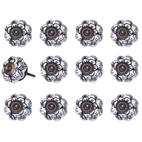 1.5" x 1.5" x 1.5" White Black and Gold  Knobs 12 Pack