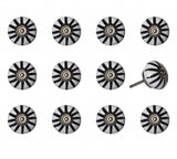 1.5" x 1.5" x 1.5" White Black and Silver  Knobs 12 Pack